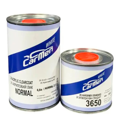 Автомобільний акриловий лак 2+1 CarMen White MS NORMAL+ 0,8л + затверджувач 3700 0,4л 